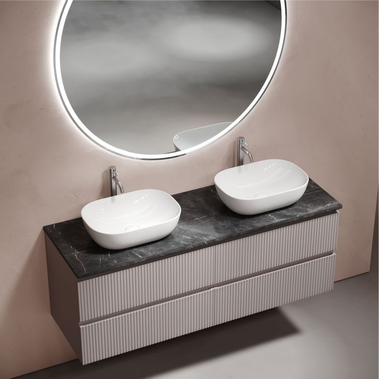 Тумба подвесная SANCOS Snob T, Doha Soft 790х445х500, под столешницу с отверстием под смеситель, цвет Black Sky, SNT80SM