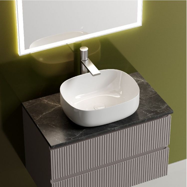 Тумба подвесная SANCOS Snob T, Doha Soft 790х445х500, под столешницу с отверстием под смеситель, цвет Black Sky, SNT80SM