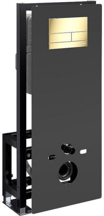 Инсталляция WasserKRAFT Glan 66TLT.010.ME.BL.PG04 для унитаза Черное стекло с клавишей смыва Золото глянцевое