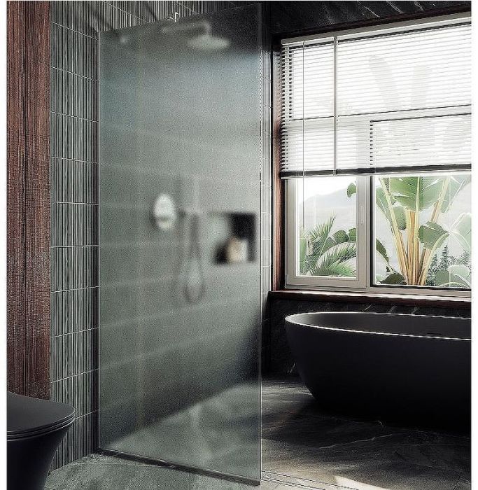 Душевая перегородка Maybah Glass MGD-690-5у 890x1950 в узком профиле Хром матовый стекло сатиновое