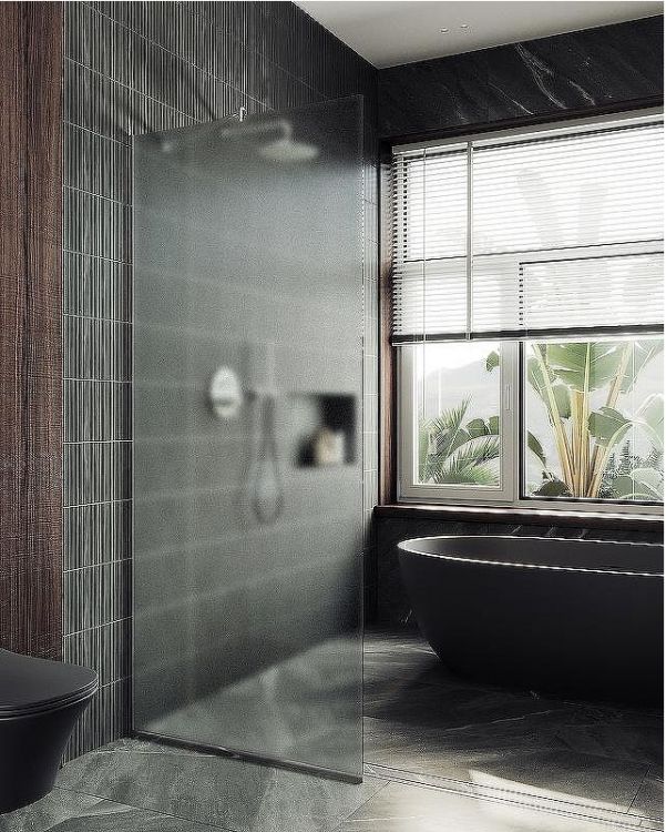 Душевая перегородка Maybah Glass MGD-690-5у 890x1950 в узком профиле Хром матовый стекло сатиновое