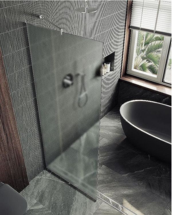 Душевая перегородка Maybah Glass MGD-690-5у 890x1950 в узком профиле Хром матовый стекло сатиновое