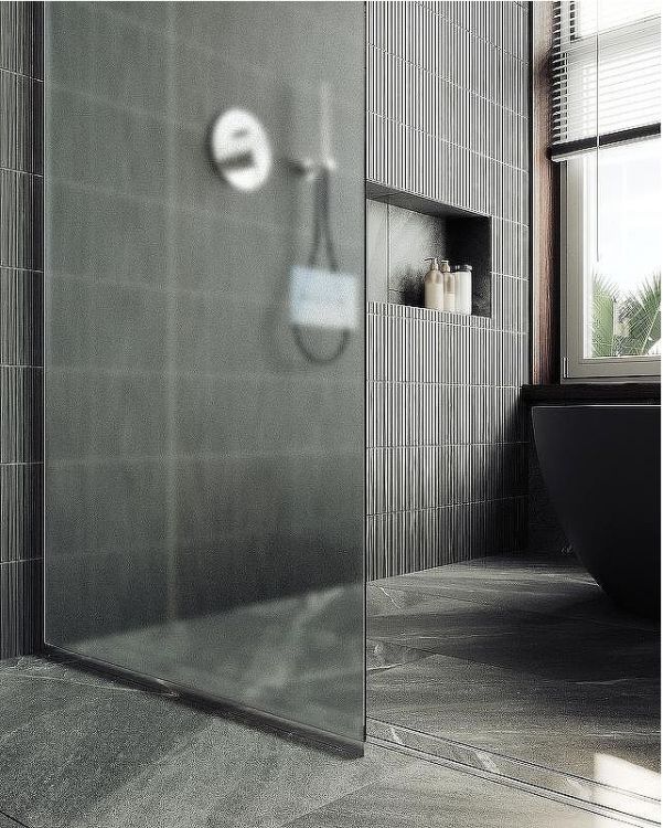 Душевая перегородка Maybah Glass MGD-690-5у 890x1950 в узком профиле Хром матовый стекло сатиновое