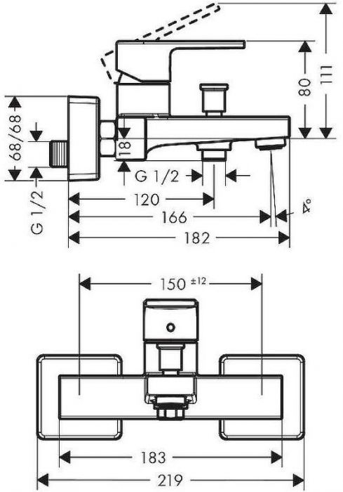 Смеситель для ванны Hansgrohe Vernis Shape 71450670 Черный матовый