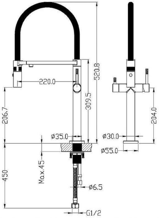 Смеситель для кухни Boheme Uno 115-MG Золото матовое