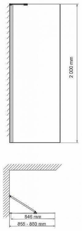 Душевая перегородка WasserKRAFT Aller 90 10H07-RP90 профиль Хром стекло прозрачное