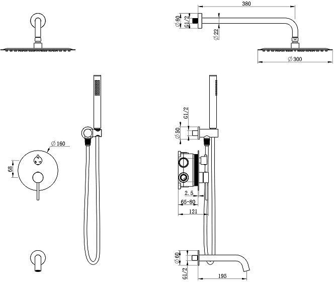 Душевая система Oliveeka Y OL-88939017-BN цвет Никель матовый