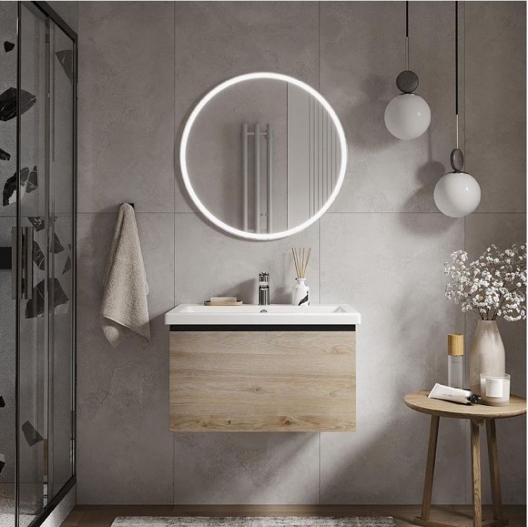 Тумба под раковину Vigo Cross 70 404 подвесная цвет Дуб давос натуральный Белый