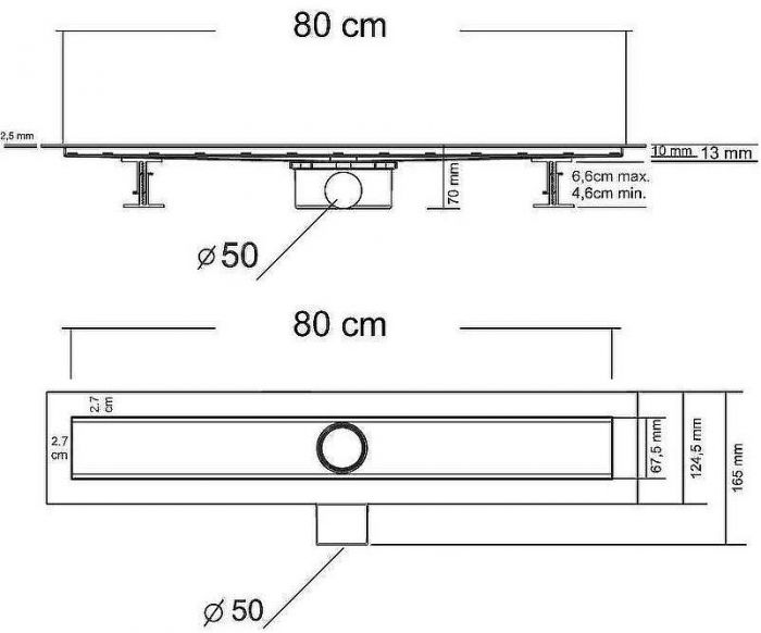 Душевой лоток Vincea Optima 80 SAY.601.80.P.DUZ с решеткой Хром
