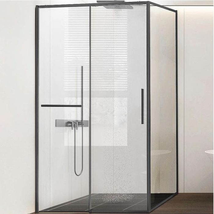 Душевой уголок Vincea Slim Soft 150x90 VSR-1SS9015CLGM профиль Вороненая сталь стекло прозрачное