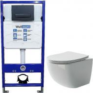 Комплект унитаза Ceramicanova Forma CN3009 с инсталляцией WellWant Standart 50 WWISI111BB с сиденьем Микролифт и Черной матовой клавишей смыва