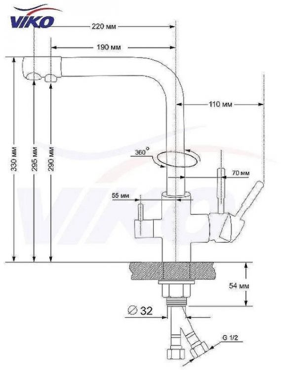 Смеситель для кухни Viko V-5064 Античная бронза