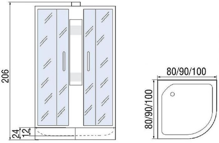 Душевая кабина Мономах Б/К 100x100x24 С МЗ 10000005787 без гидромассажа