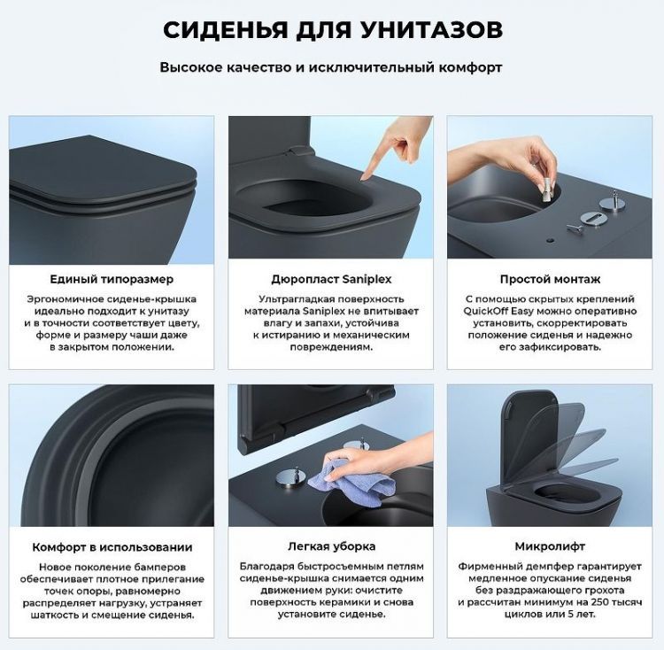 Унитаз Wellsee Pure BY Wellsee 182604001 подвесной цвет Черный матовый с сиденьем Микролифт