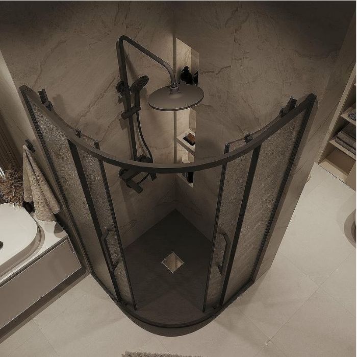 Душевой уголок Grossman Cosmo 100х100 301.K33.02.1010.21.02 профиль Черный матовый стекло шиншилла