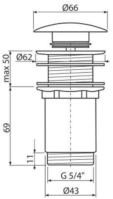 Донный клапан Alcaplast A395B click-clack Белый Донный клапан Alcaplast A395B click-clack Белый