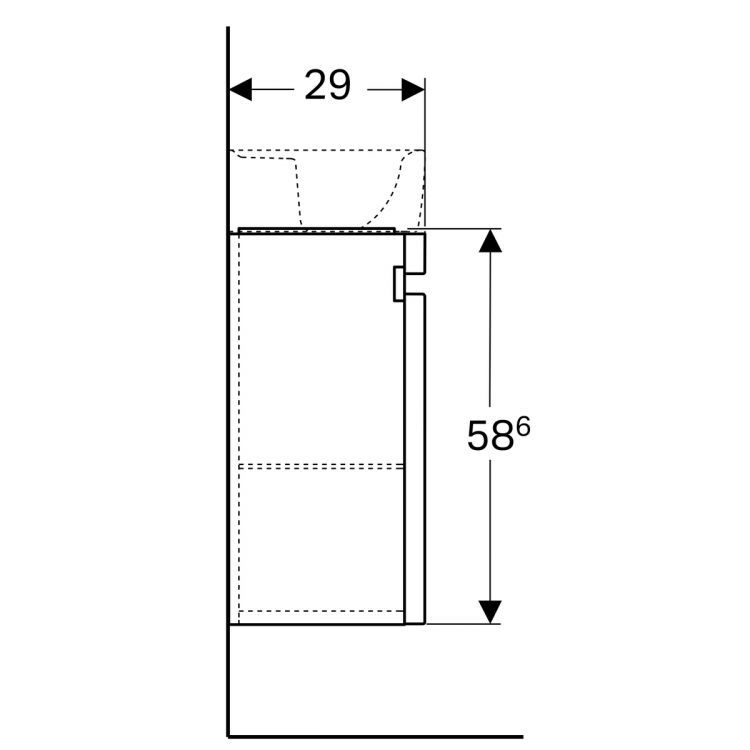 Тумба под раковину Geberit Renova Nr. 1 Plan с дверцей , 40x29, белый глянец [869045000]