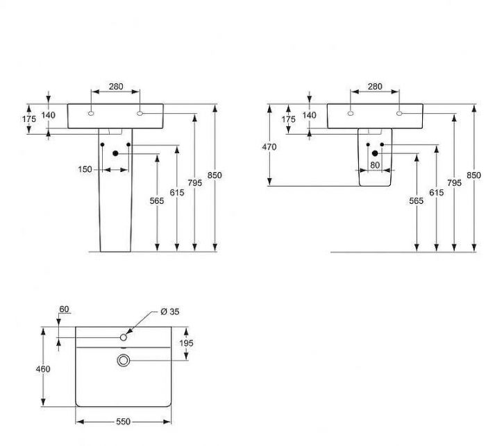 Раковина Ideal Standard Connect Cube 55 E784401 Euro White