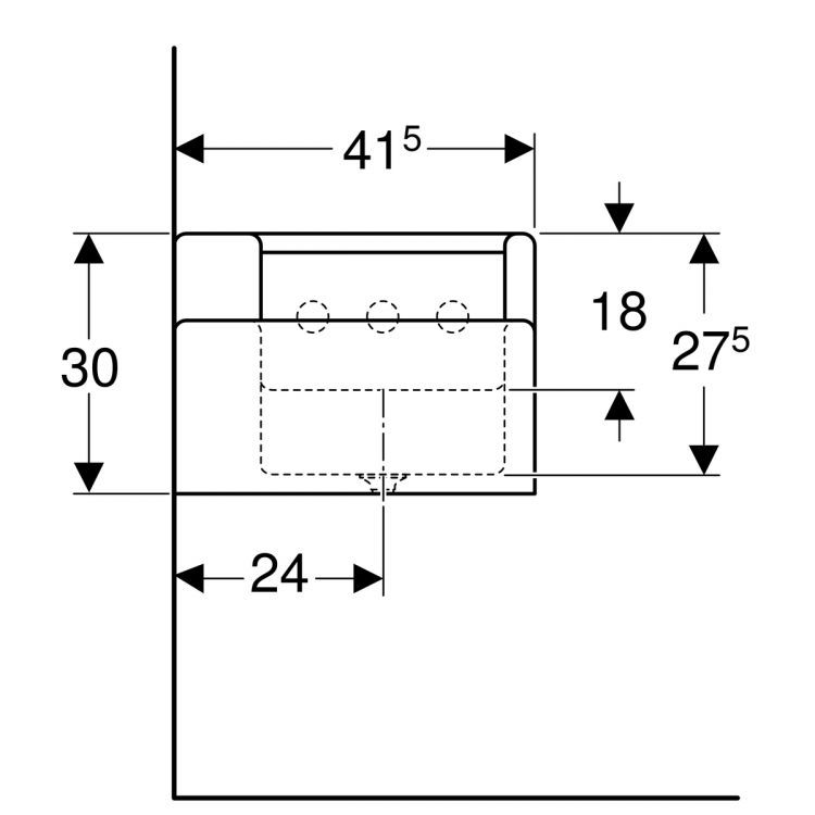 Раковина Geberit Bambini под три смесителя, с нижней раковиной слева, 135х41.5 см, отверстие под смеситель слева/справа/по центру, без перелива, цвет белый [430300016]