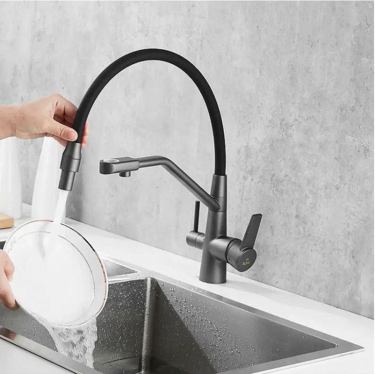 Смеситель для кухни Rose R558Y цвет Пепельный Черный