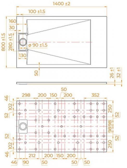 Душевой поддон из стеклопластика RGW TUS-W 140x80 553702814-01 Белый