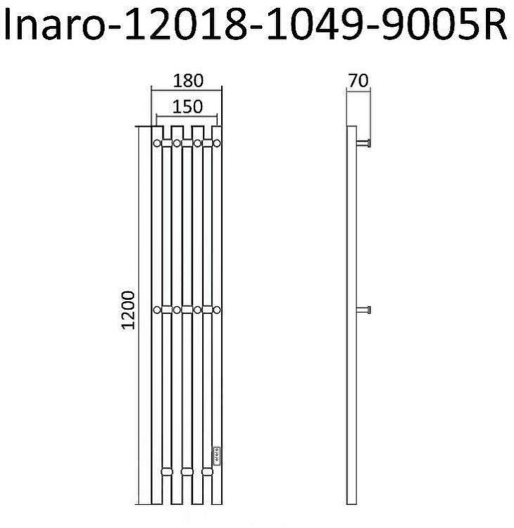 Электрический полотенцесушитель Маргроид Inaro 1200x180 Inaro-12018-1049-9005R правый Черный матовый