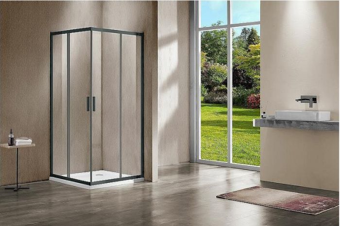 Душевой уголок Vincea Garda 120x110 VSS-1G1112CLGM профиль Вороненая сталь стекло прозрачное