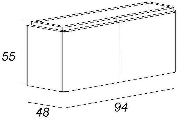 Тумба под раковину Cezares Stylus 94 55227 подвесная Nero grafite