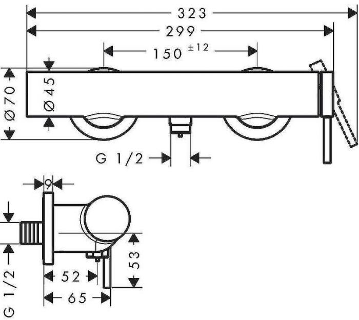Смеситель для душа Hansgrohe Tecturis S 73622000 Хром