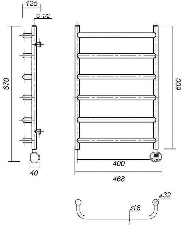 Электрический полотенцесушитель Domoterm Стефано П6 400x600 ER Хром Электрический полотенцесушитель Domoterm Стефано П6 400x600 ER Хром