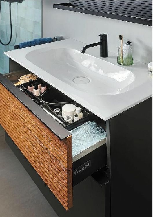 Тумба с раковиной Burgbad Fiumo 80 SFXN082F3958FOT52G0200C0001*1 Tectona Dekor Zimt Graphit Softmatt