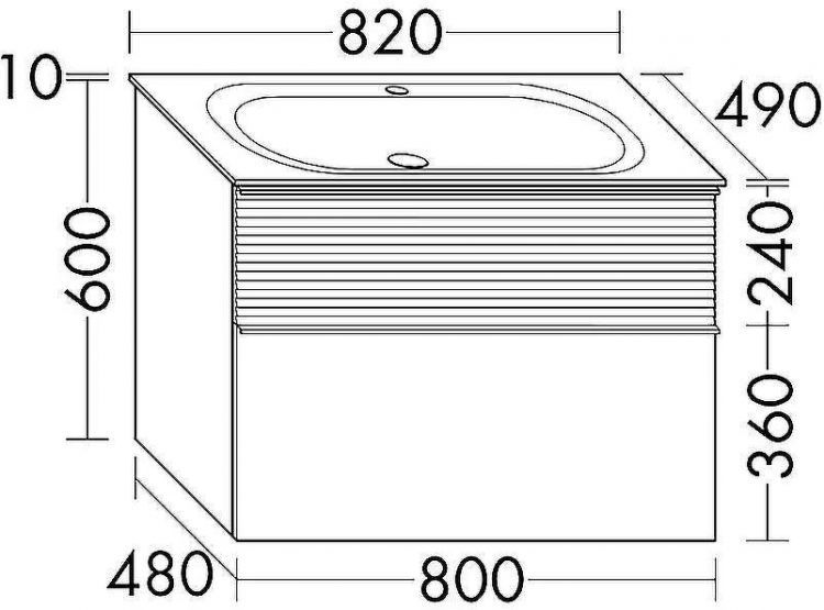Тумба с раковиной Burgbad Fiumo 80 SFXN082F3958FOT52G0200C0001*1 Tectona Dekor Zimt Graphit Softmatt