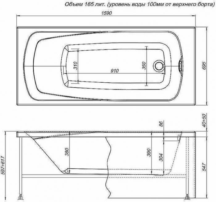 Акриловая ванна Aquanet Roma 160x70 205505 без гидромассажа