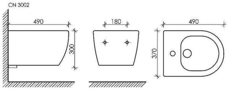 Биде Ceramicanova Play CN3002MB подвесное Черное матовое