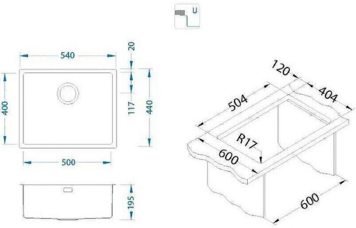 Кухонная мойка Alveus Kombino 50 Monarch Copper SAT-90 540x440x195 U 1120381 Медь