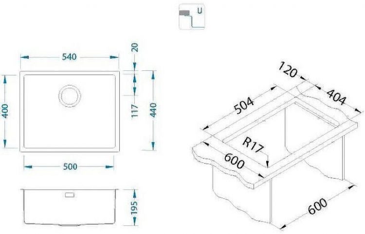 Кухонная мойка Alveus Kombino 50 Monarch Copper SAT-90 540x440x195 U 1120381 Медь