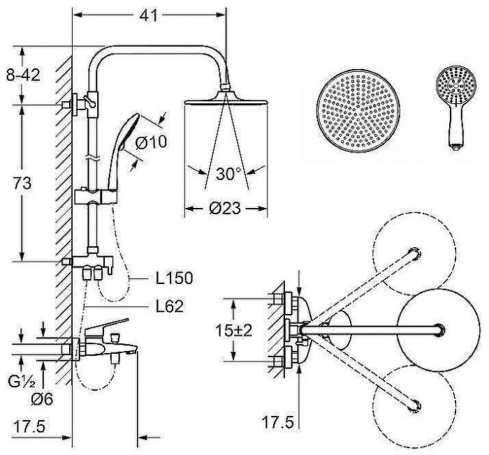 Душевая система Laguraty 7005 Черный