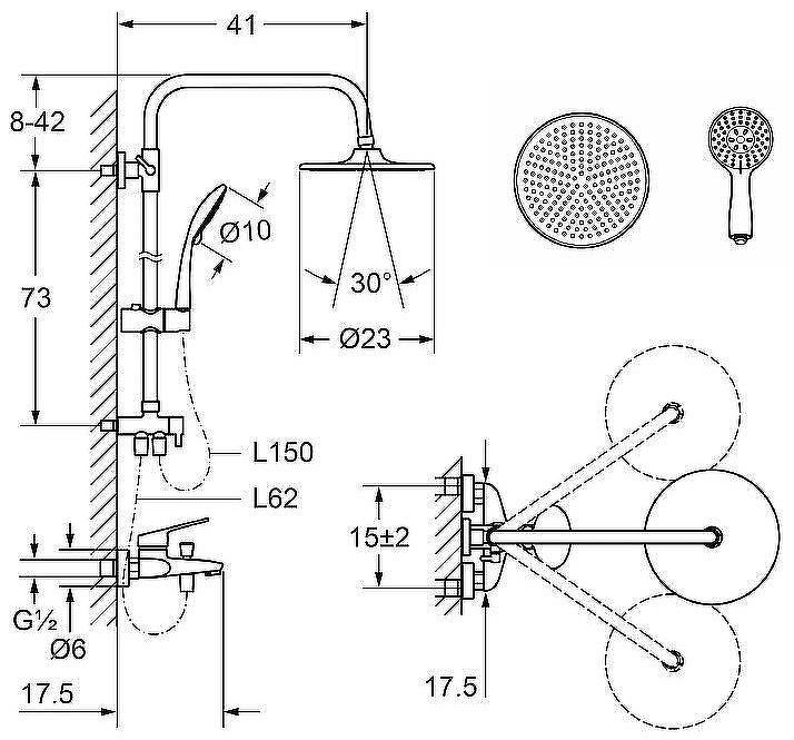 Душевая система Laguraty 7005 Черный