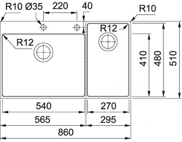 Кухонная мойка Franke Box Center BWX 220-54-27 TL L 127.0538.260 Полированная сталь
