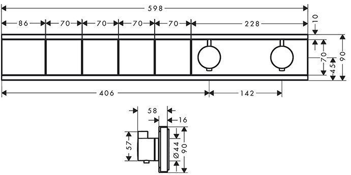 Hansgrohe RainSelect Смеситель для душа, встраиваемый, термостатический, 4 источника, цвет: шлифованная бронза