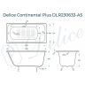 Чугунная ванна Delice Continental PLUS 150х70 DLR230633-AS без отверстий под ручки с антискользящим покрытием