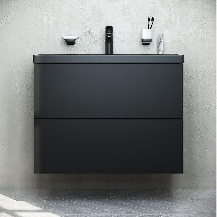 Тумба под раковину AM.PM Gem 75 M90FHX07522BM подвесная Черная матовая