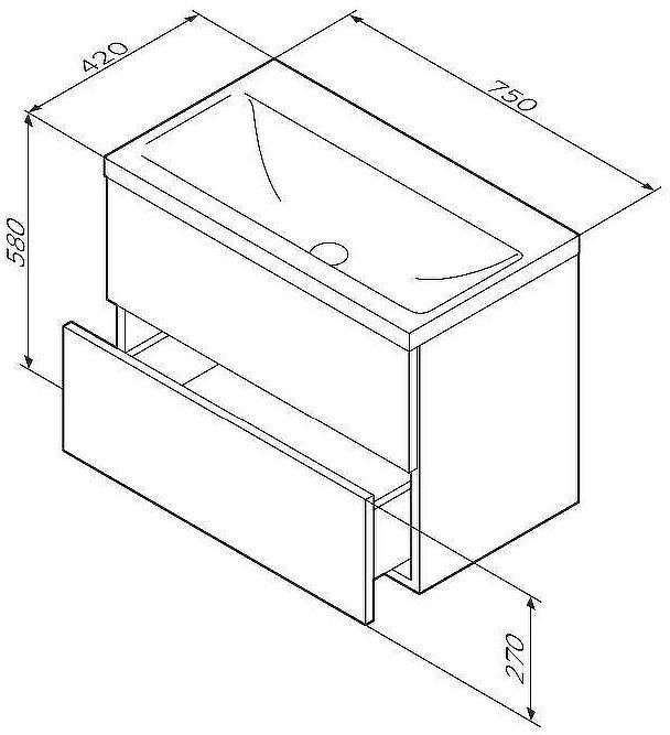 Тумба под раковину AM.PM Gem 75 M90FHX07522BM подвесная Черная матовая