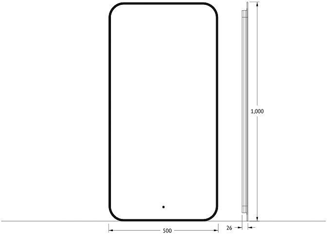 Зеркало Defesto Aura 50х100 DF 2975R с подсветкой 28W-3000K/ИК - выключатель/Теплый белый свет/Черная рама