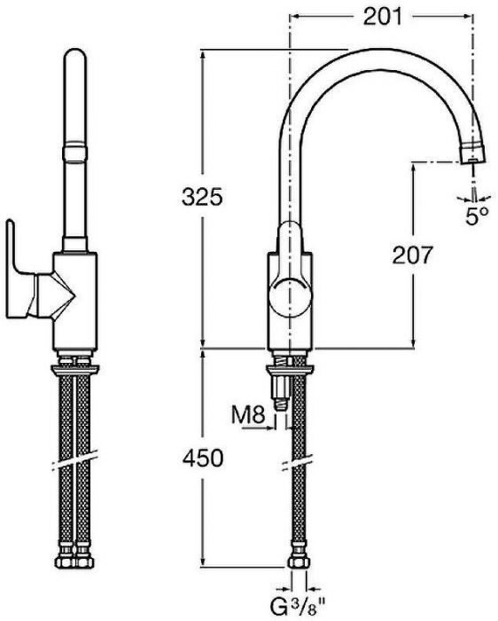 Смеситель для кухни Roca L20 CS 5A8409C0M Хром