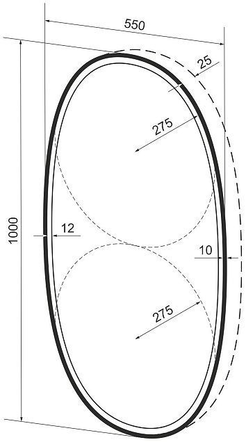Зеркало Wellsee 7 Rays' Spectrum 55 172201620-172201630 с подсветкой цвет Черный матовый с сенсорным выключателем