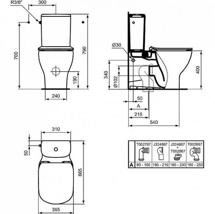 Унитаз компакт Ideal Standard Tesi T008201 без бачка и сиденья