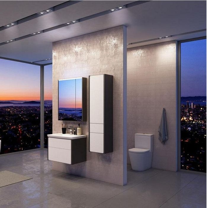 Зеркальный шкаф Roca Ronda 70 ZRU9302969 с подсветкой Белый глянец Антрацит