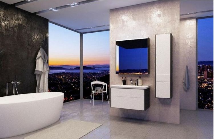 Зеркальный шкаф Roca Ronda 70 ZRU9302969 с подсветкой Белый глянец Антрацит