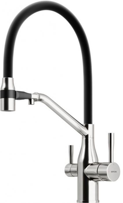 Смеситель для кухни Sancos Orta с гибким изливом, цвет брашированный никель/черный, SC4008BN